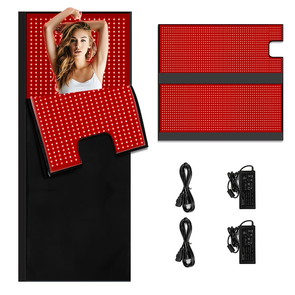 Full body red light relaxation sleeping bag, full body infrared relaxation pad 2520 LED lights, full body relaxation blanket, size 70.9 inches x 31.5 inches, household model, with pulse punch mode, adjustable timer (2 pieces)