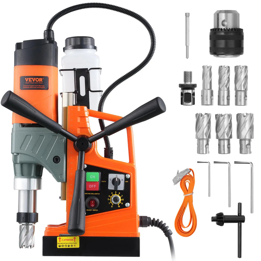 【DealsForYouDays】VEVOR Magnetic Drill, 1450W 2" Boring Diameter, 12800N Portable Electric Mag Drill Press, with Variable Speed, 800 RPM Drilling Machine for any Surface Home Improvement Industry Railway