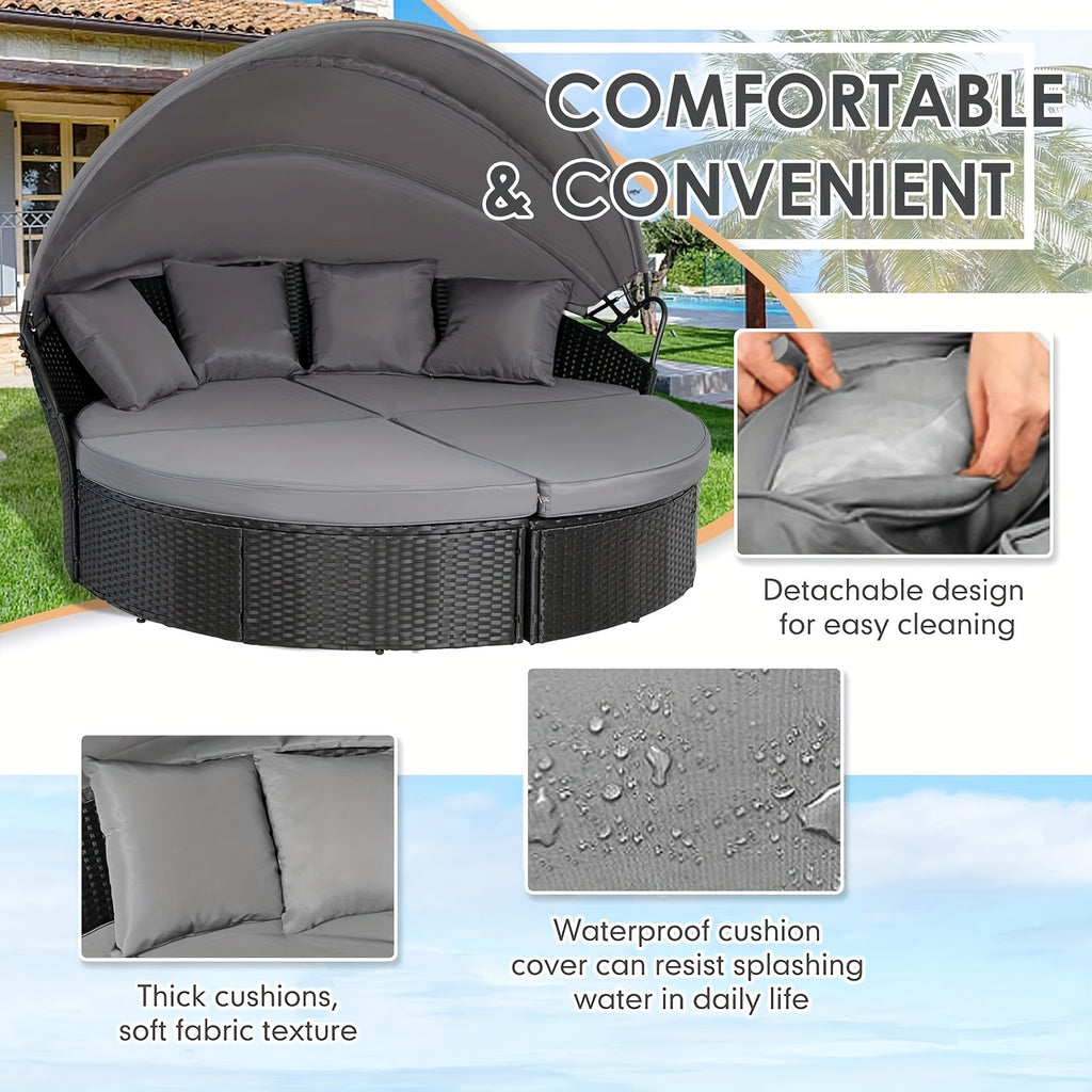 4-Piece round bed black