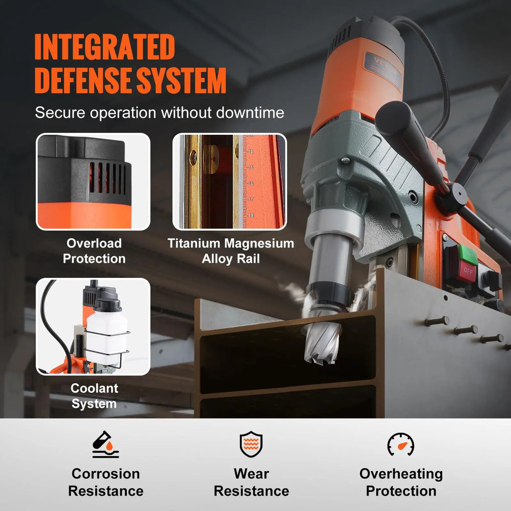 【DealsForYouDays】VEVOR Magnetic Drill, 1450W 2" Boring Diameter, 12800N Portable Electric Mag Drill Press, with Variable Speed, 800 RPM Drilling Machine for any Surface Home Improvement Industry Railway