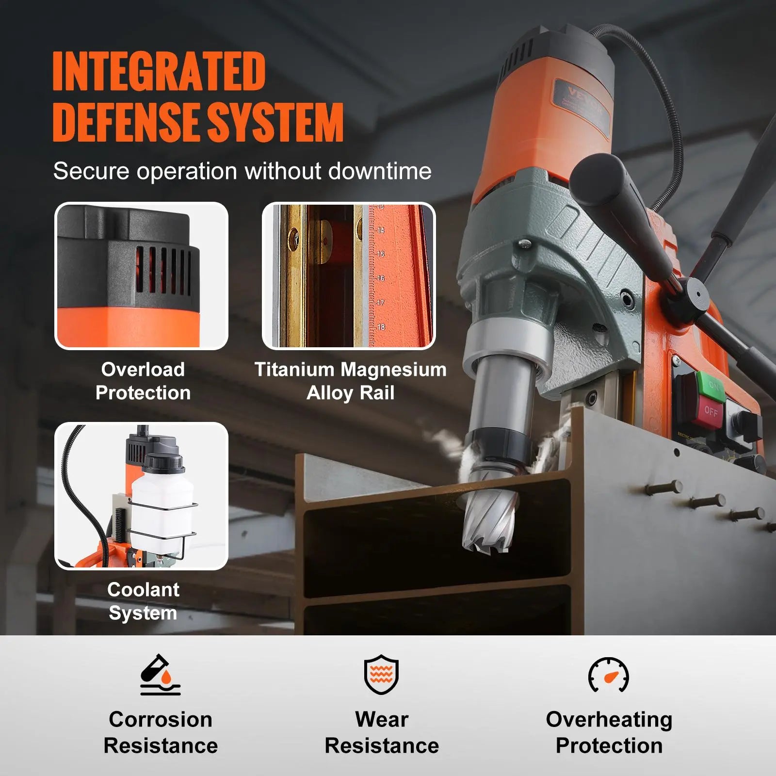 【DealsForYouDays】VEVOR Magnetic Drill, 1450W 2" Boring Diameter, 12800N Portable Electric Mag Drill Press, with Variable Speed, 800 RPM Drilling Machine for any Surface Home Improvement Industry Railway