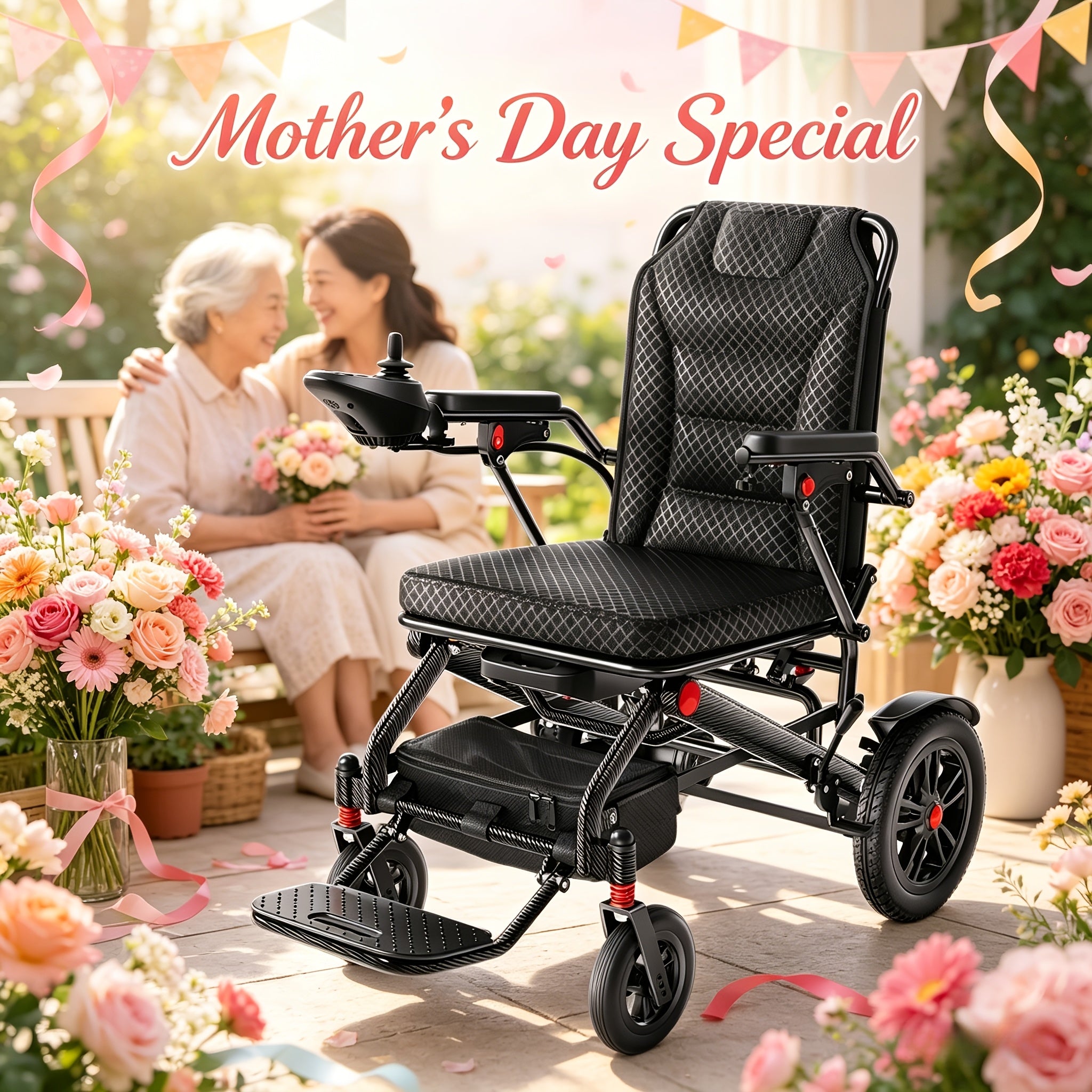 [Aviation Certification] 42-pound ultra-light folding electric wheelchair 500W strong motor 360-pound load-bearing, all-terrain scooter 16 miles battery life 3 hours fast charging, adult portable transportation, suitable for the elderly/disabled