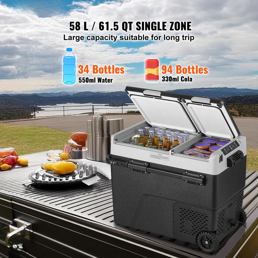 Vevor portable car refrigerator freezer - 58l dual temperature zone - home & car use