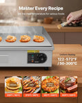 【DealsForYouDays】VEVOR Commercial Electric Griddle, 28.54 x 15.75 in, 4400W, 122-570°F Adjustable Temp Control, Stainless Steel Countertop Full Flat Top Grill with 2 Spatulas and 2 Brushes, for Steak, Pancake, Squid