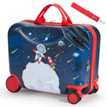 【DealsForYouDays】VEVOR Ride-on Luggage, 26 L Capacity, 18 Inches Tow Along Toddler Carry on Luggage with Wheels, Adjustable Shoulder Strap, Lightweight Kids Riding Suitcase for Boys & Girls Aged 3+, Blue & White