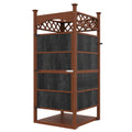 Outdoor shower with privacy curtain and privacy board - solid wood construction, suitable for poolside wash stations, changing rooms, beach showers and outdoor bathrooms - weatherproof wooden shower with privacy curtain