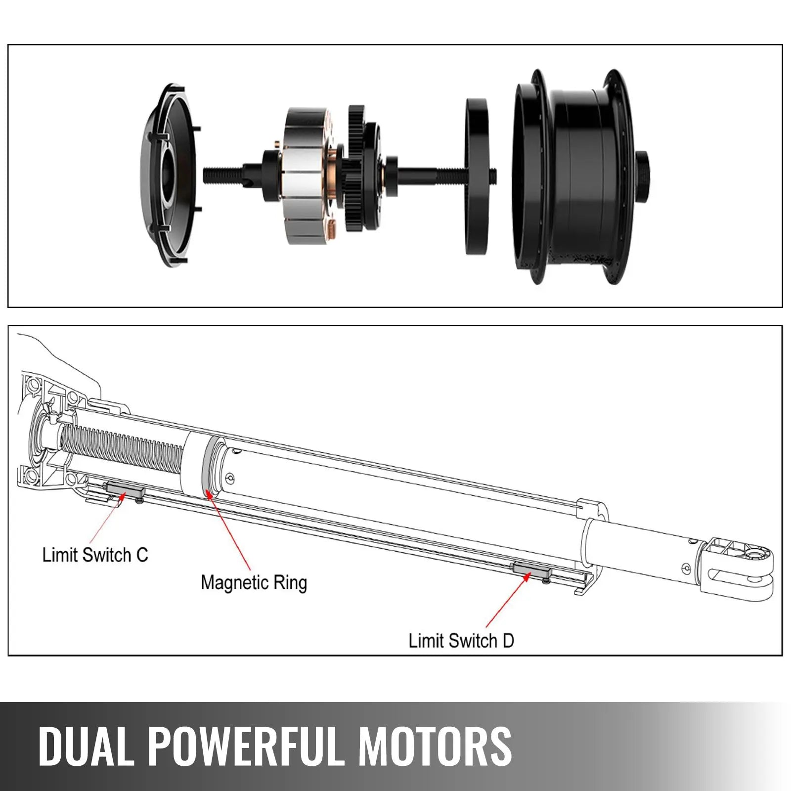 【DealsForYouDays】VEVOR Dual Swing Gate Opener Heavy Duty Automatic Gate Opener Up to 660lbs & 18ft Long Gate AC Powered 50W Automatic Gate Openers with Remote Complete Kit Push/Pull-to-Open Dual Gate Opener 16mm/s