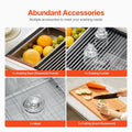 【DealsForYouDays】VEVOR 33 inch Kitchen Sink Workstation,  , 304 Stainless Steel Top Mount Sinks, Drop-In Single Bowl Farmhouse Basin with Ledge & Multiple Accessories, Household Dishwasher Sink for RV, Prep Kitchen, Bar