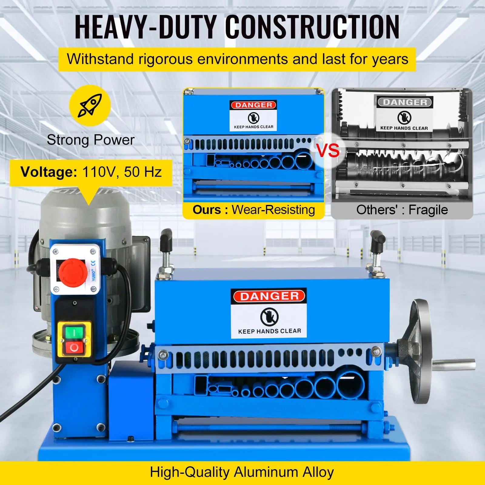 【DealsForYouDays】VEVOR 1.5-38MM Electric Cable Stripping Machine 370W, Efficiently Strips Various Metal Wires, Includes 10 Blades, Speeds Up to 15M/Min