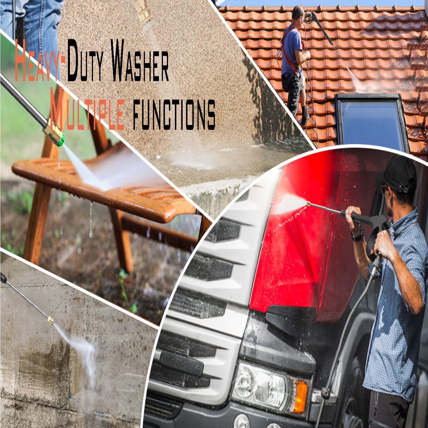 BLUBERY 3500 PSI Cold Water Pneumatic Car Wash, 2.6 GPM Pressure Car Wash, 30ft Pressure Hose, Black, Battery Free