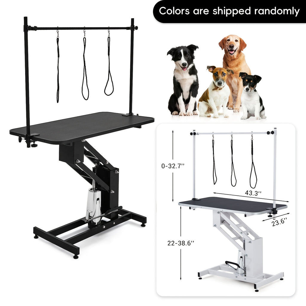 43.3-Inch pet grooming table - heavy-duty structure + adjustable cantilever + winch, 22 "-39" height adjustable, solving pet grooming operation difficulties, suitable for pet care scenarios, a must-have for pet grooming tools