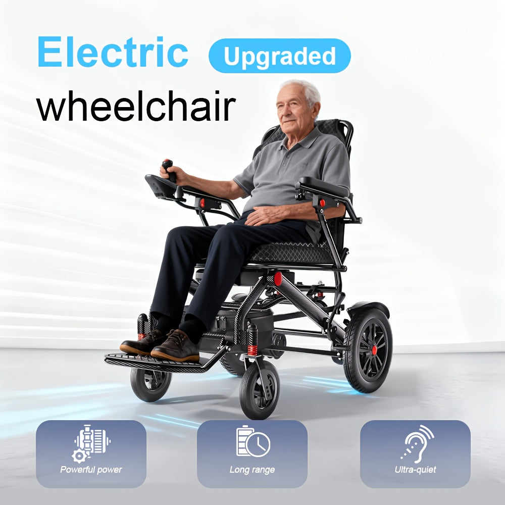 [Aviation Certification] 42-pound ultra-light folding electric wheelchair 500W strong motor 360-pound load-bearing, all-terrain scooter 16 miles battery life 3 hours fast charging, adult portable transportation, suitable for the elderly/disabled