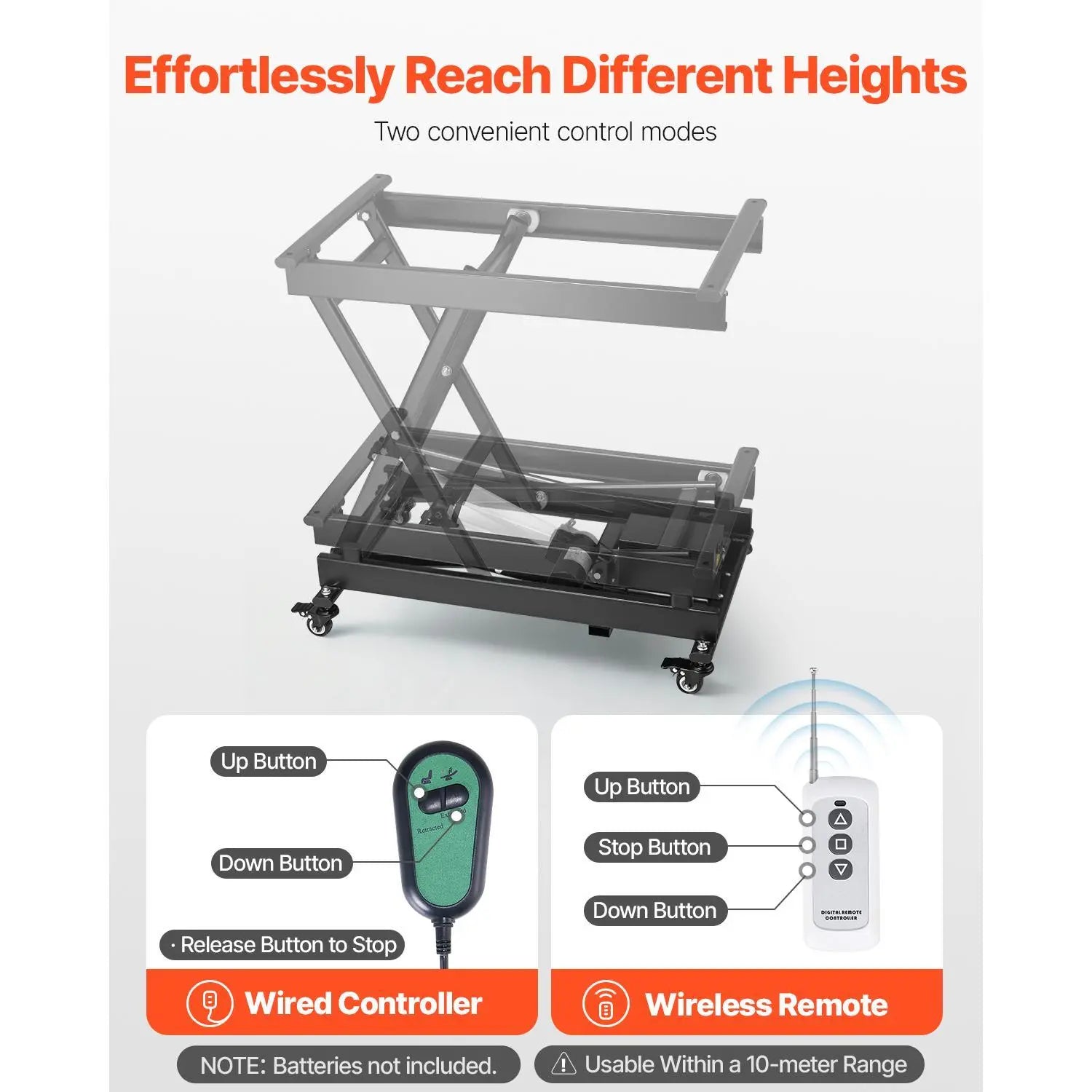 【DealsForYouDays】VEVOR 28" Electric Lift Table Single Scissor Electric Lifting Platform 330 lbs 4 Wheel