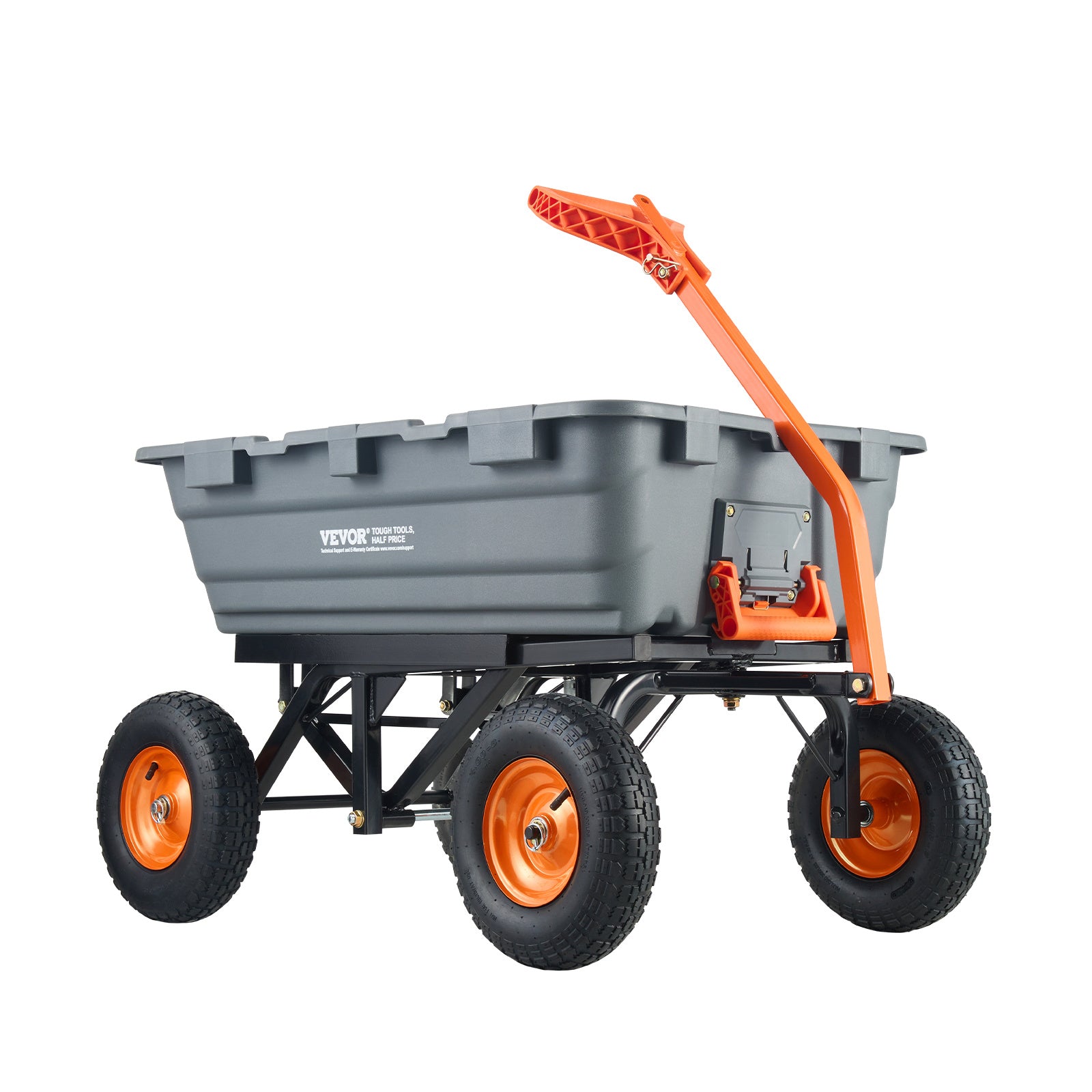 VEVOR dump truck, polyethylene garden dump truck with easy-to-assemble steel frame, dump truck with 2-in-1 convertible handle, utility trolley 1500 lbs weight, 13-inch tires