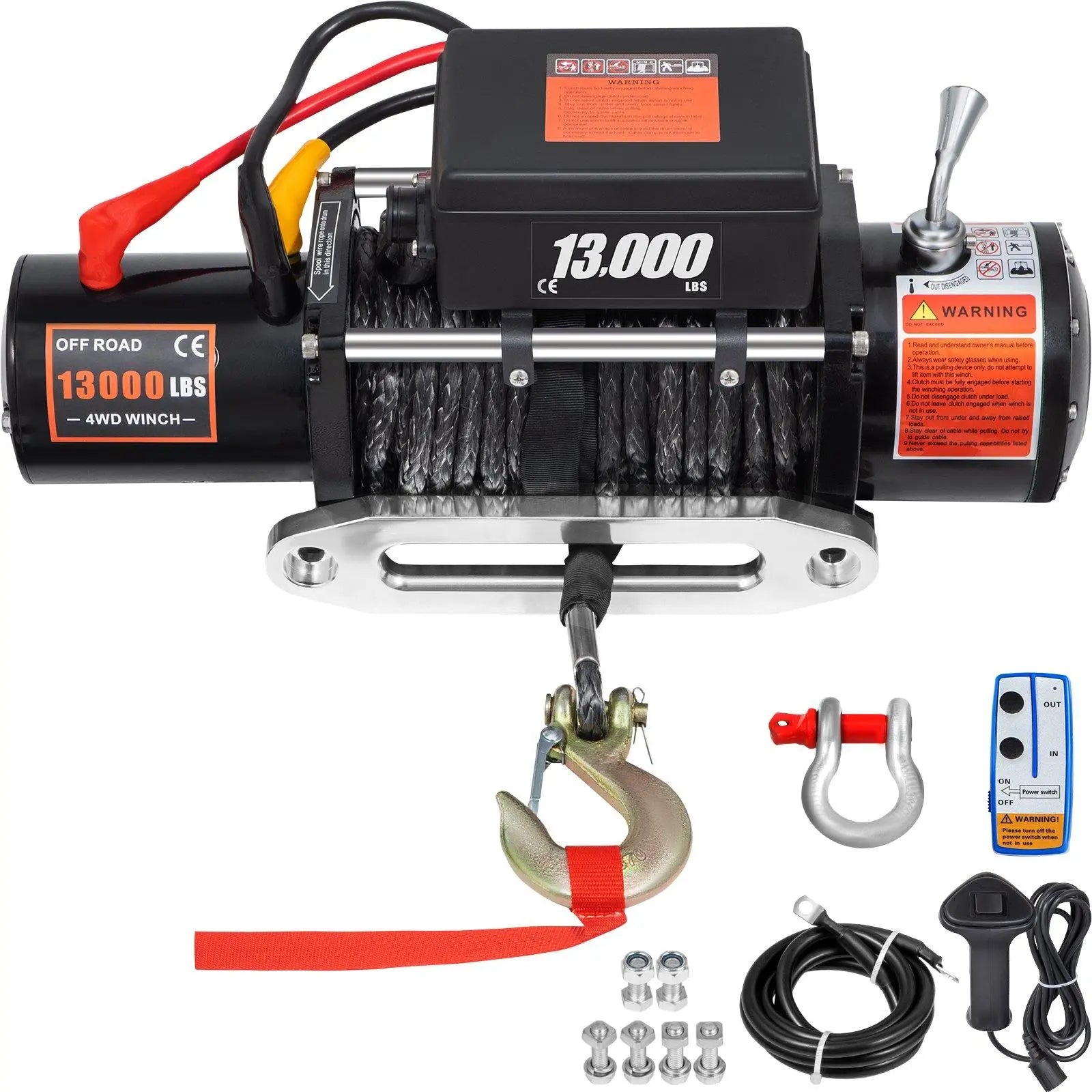 【DealsForYouDays】VEVOR Electric Winch 13000lb Load Capacity Truck Winch Compatible with Jeep Truck SUV 65ft/20m Synthetic Rope 12V Power Winch with Wireless Remote Control, Powerful Motor for ATV UTV Off Road Trailer