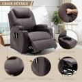 Electric lounge chair with massage and heating, electric lift chair for the elderly and adults, modern lounge chair with remote control, cup holder, faux leather interior, brown