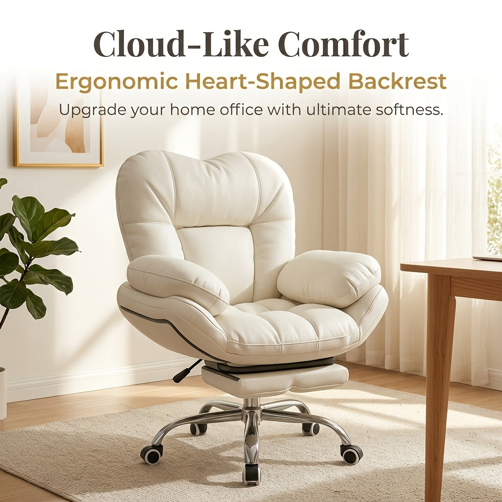 Ergonomic High Back Office Chair with Pedals - Swivel Office Chair for Work, Play and Nap, Adjustable Height, 360 Degree Rotation, Cloud Cushion with Rugged Metal Frame, Floor Protection Base for Home Office, Bedroom, Living Room - Bright Color