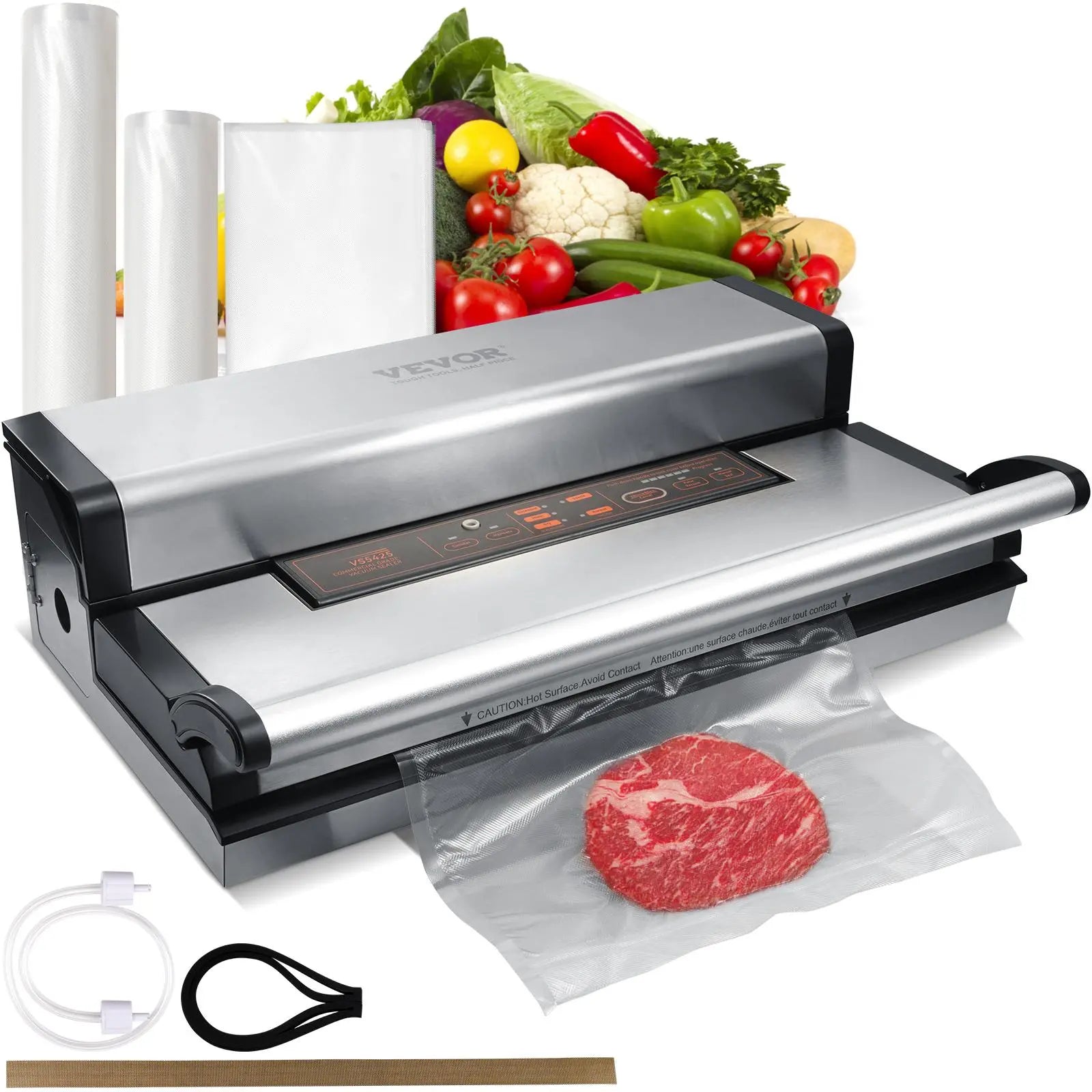 【DealsForYouDays】VEVOR Vacuum Sealer Machine, 95Kpa 350W Powerful Dual Pump and Dual Sealing, Dry and Moist Food Storage, Automatic and Manual Air Sealing System with Built-in Cutter, with Seal Bag and External Hose