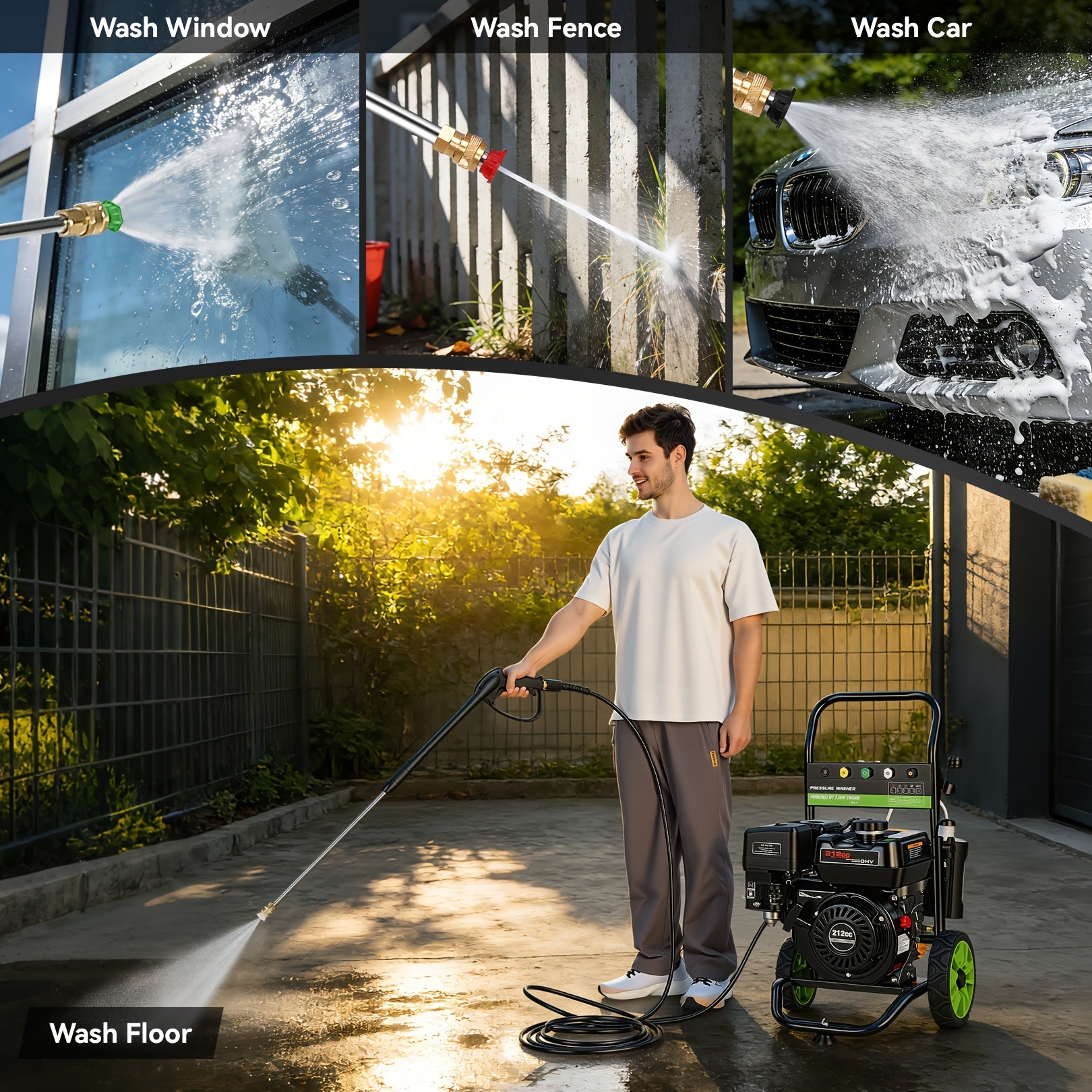 4200PSI Gas Pressure Washer 4.0GPM Gas Powered Washer 212CC Gas Powered Car Washer, Commercial High Pressure Washer with 25ft Hose and 5 Nozzles for Garden Lawn Vehicles EPA/CARB/ETL Certified