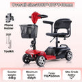 Adult four-wheel folding scooter with 250-watt 12-volt motor, 15-mile 12-amp-hour battery, LED headlights and removable storage basket. Comes with tool set, charger and instructions. Holiday surprise gift