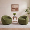 Set of 2 Swivel Accent Chairs, 33.5" Rotating Armchairs in Grey, White, Or Green - Padded Lounge Chairs for Living Room, Bedroom, Home Office