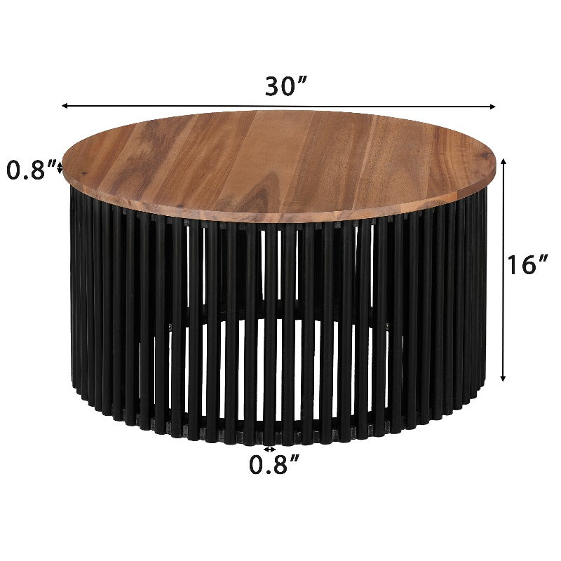 ACACIA SOLID COFFEE TABLE, NATURAL BLACK COLOR
