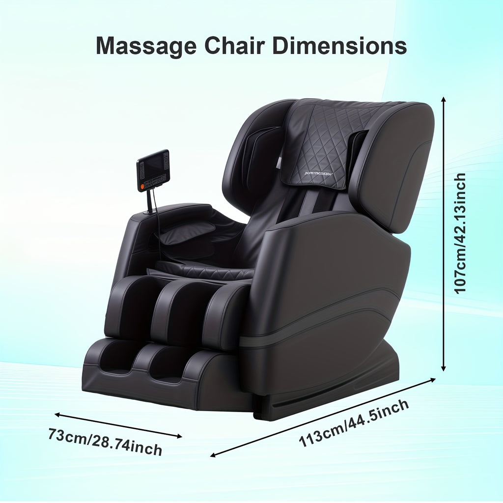 MC50AC01BK-HKH02 Full body massage chair recliner, zero gravity acupressure massage, waist and calf heating, zoning control, LCD touch screen, imitation leather material, black and gray splicing, unisex Christmas gift