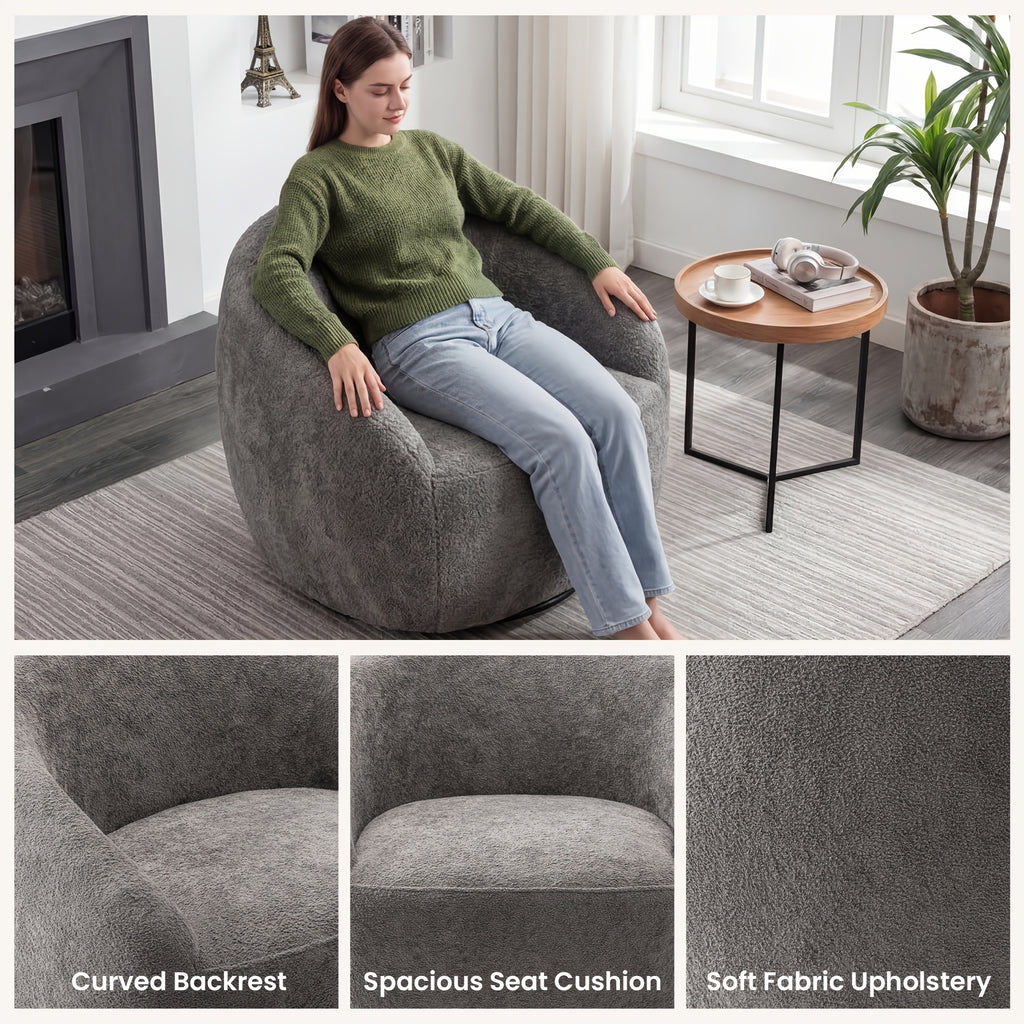 Set of 2 Swivel Accent Chairs, 33.5" Rotating Armchairs in Grey, White, Or Green - Padded Lounge Chairs for Living Room, Bedroom, Home Office