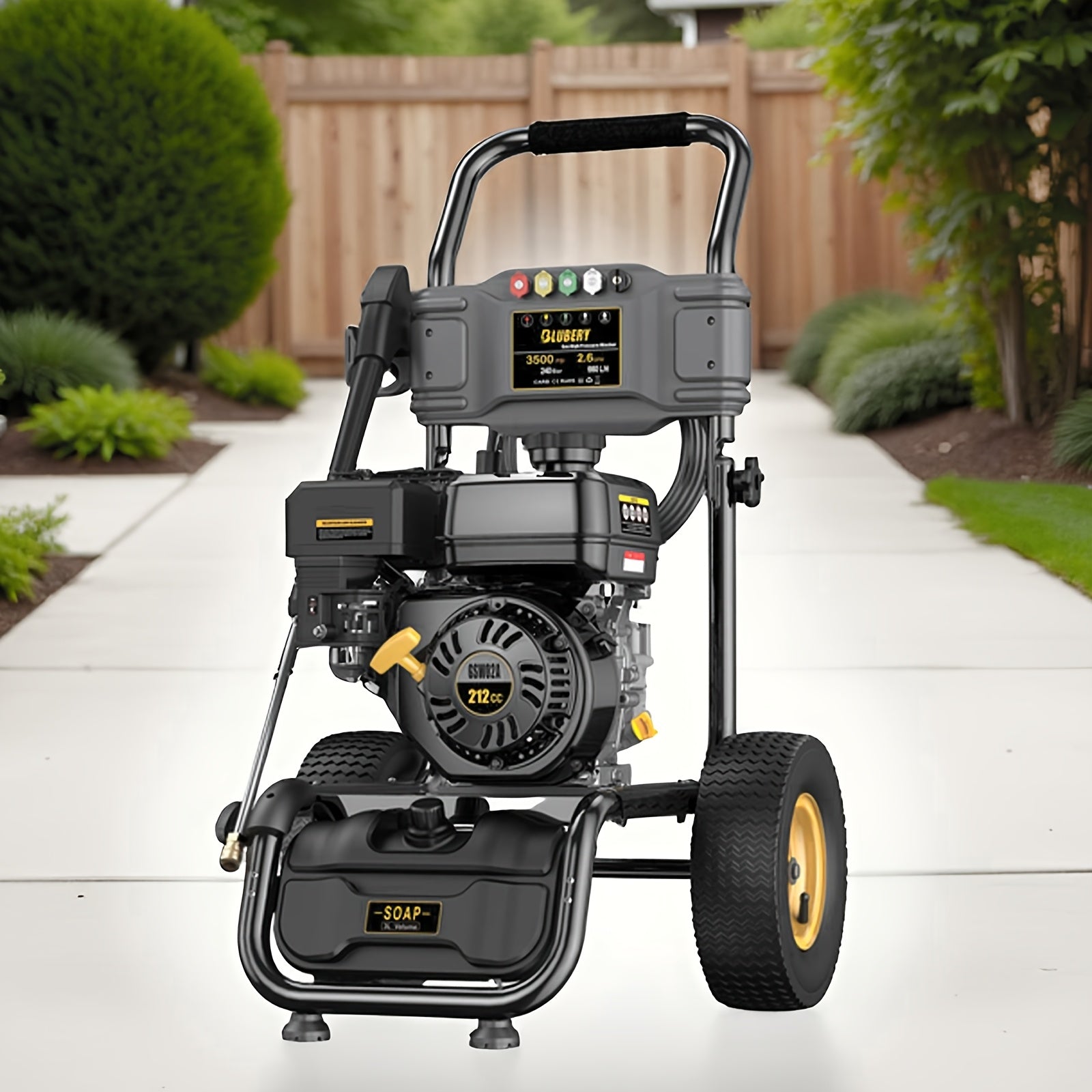 BLUBERY 3500 PSI Cold Water Pneumatic Car Wash, 2.6 GPM Pressure Car Wash, 30ft Pressure Hose, Black, Battery Free