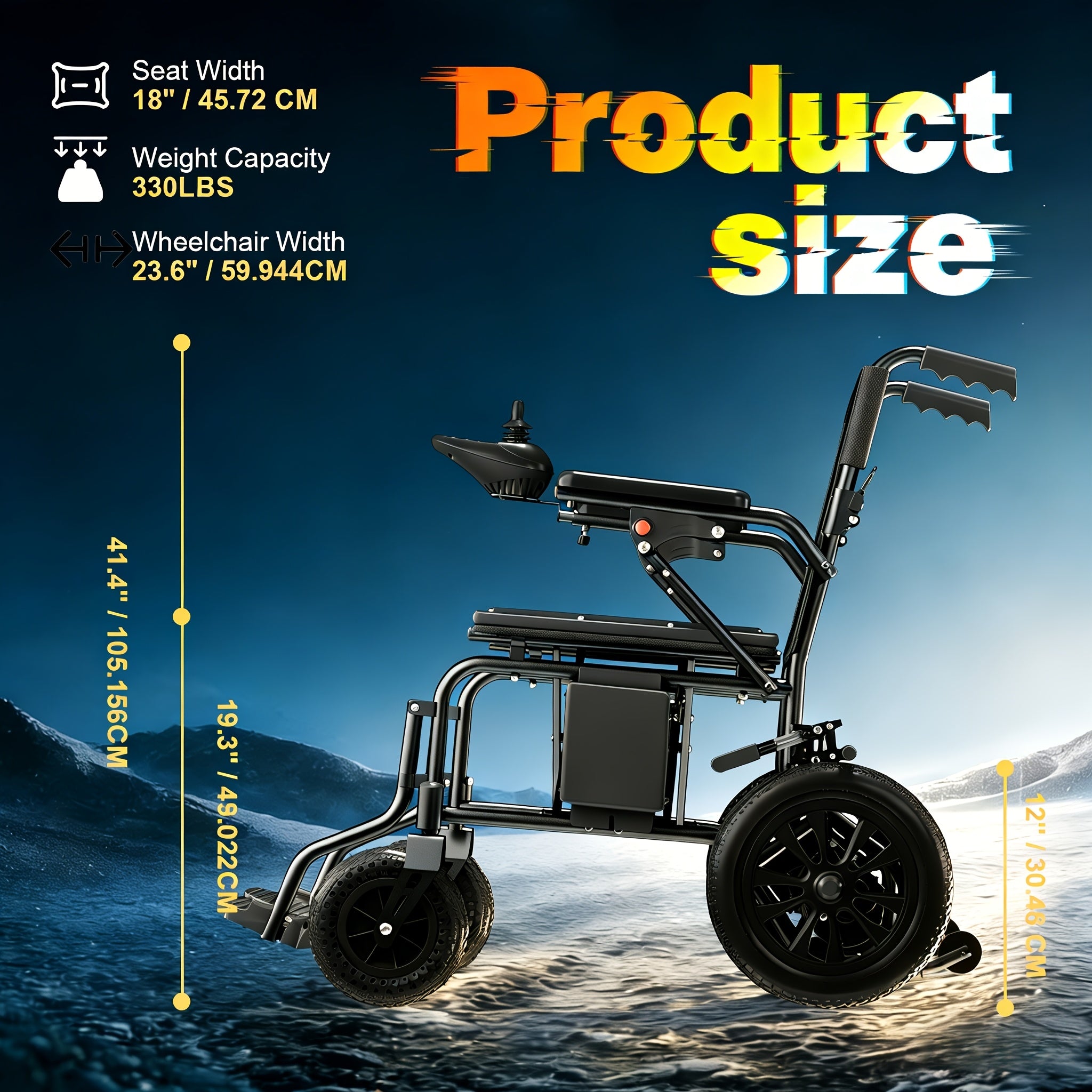 41-Pound lightweight electric adult wheelchair. Folding wheelchair, 330-pound load-bearing, equipped with 360-degree joystick control and EABS parking system | anti-dump wheels. Lightweight portable scooter, universal left-right-hand operation