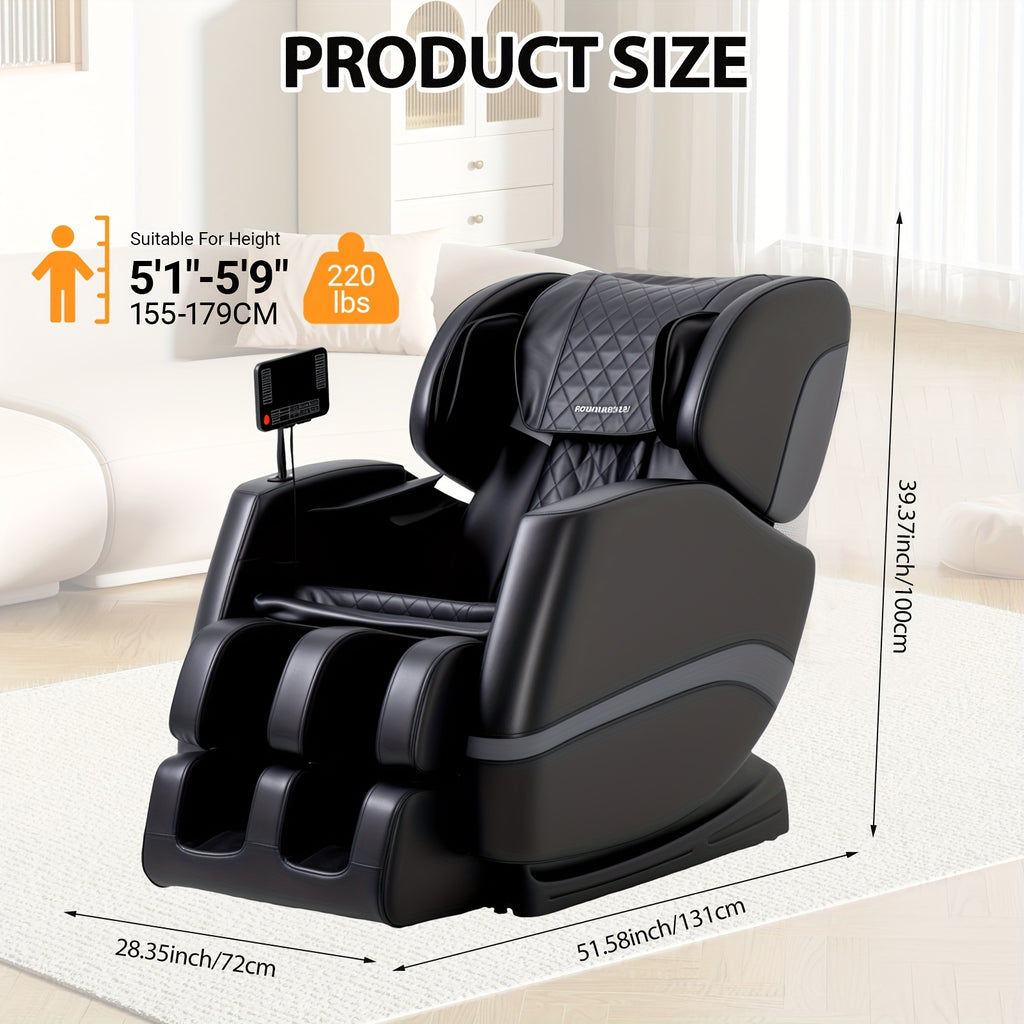 MC50AC01BK-A massage chair recliner, top Christmas gift for men and women, zero gravity, full body acupressure, heat therapy function, LCD screen, black/gray color scheme, suitable for home use