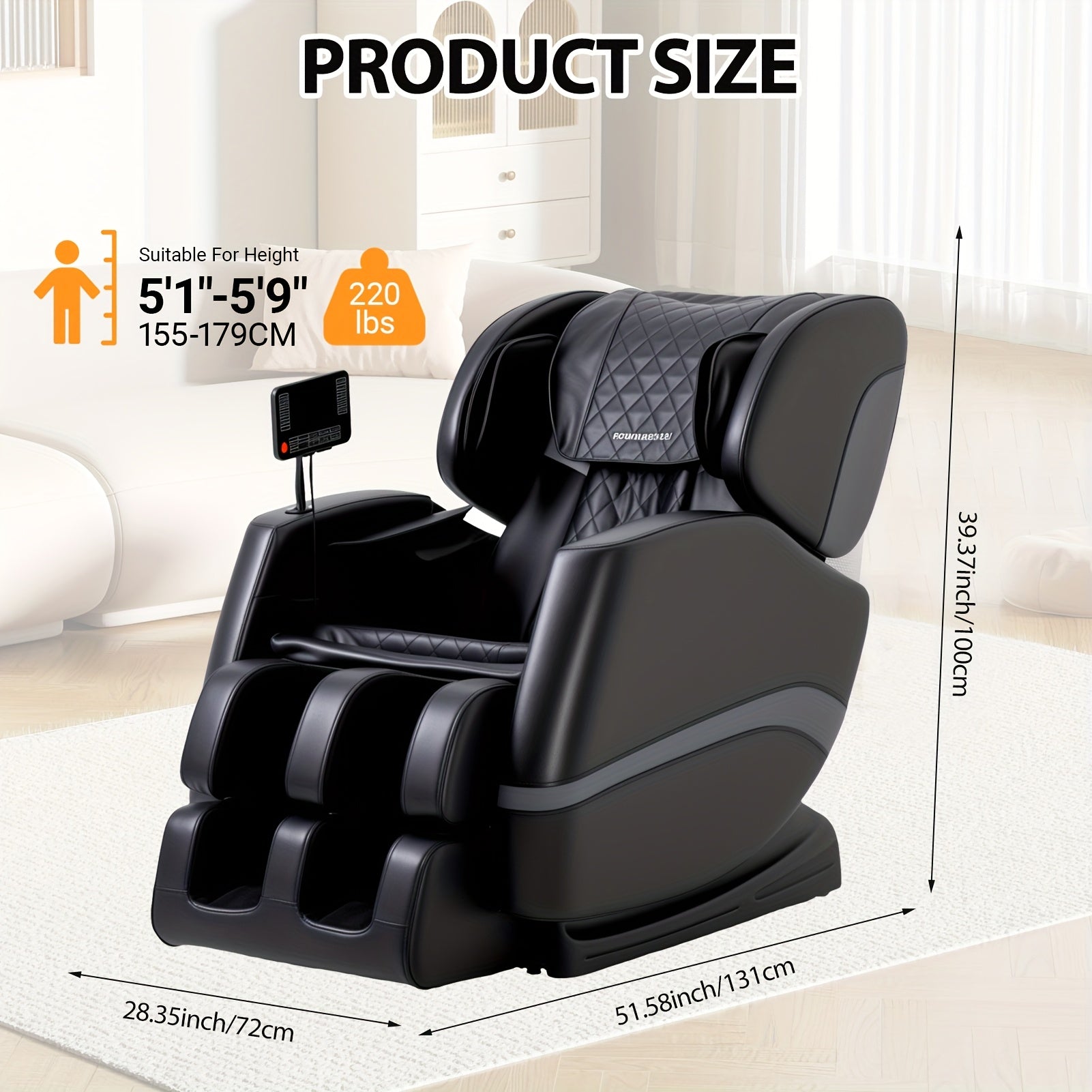 MC50AC01BK-A massage chair recliner, top Christmas gift for men and women, zero gravity, full body acupressure, heat therapy function, LCD screen, black/gray color scheme, suitable for home use