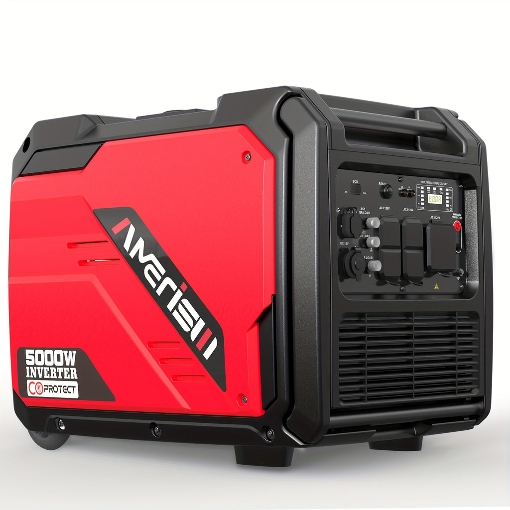 Ultra-quiet 2500/3800/5000 watt gas portable inverter with CO sensor - suitable for home, camping and outdoor activities - supports parallel operation