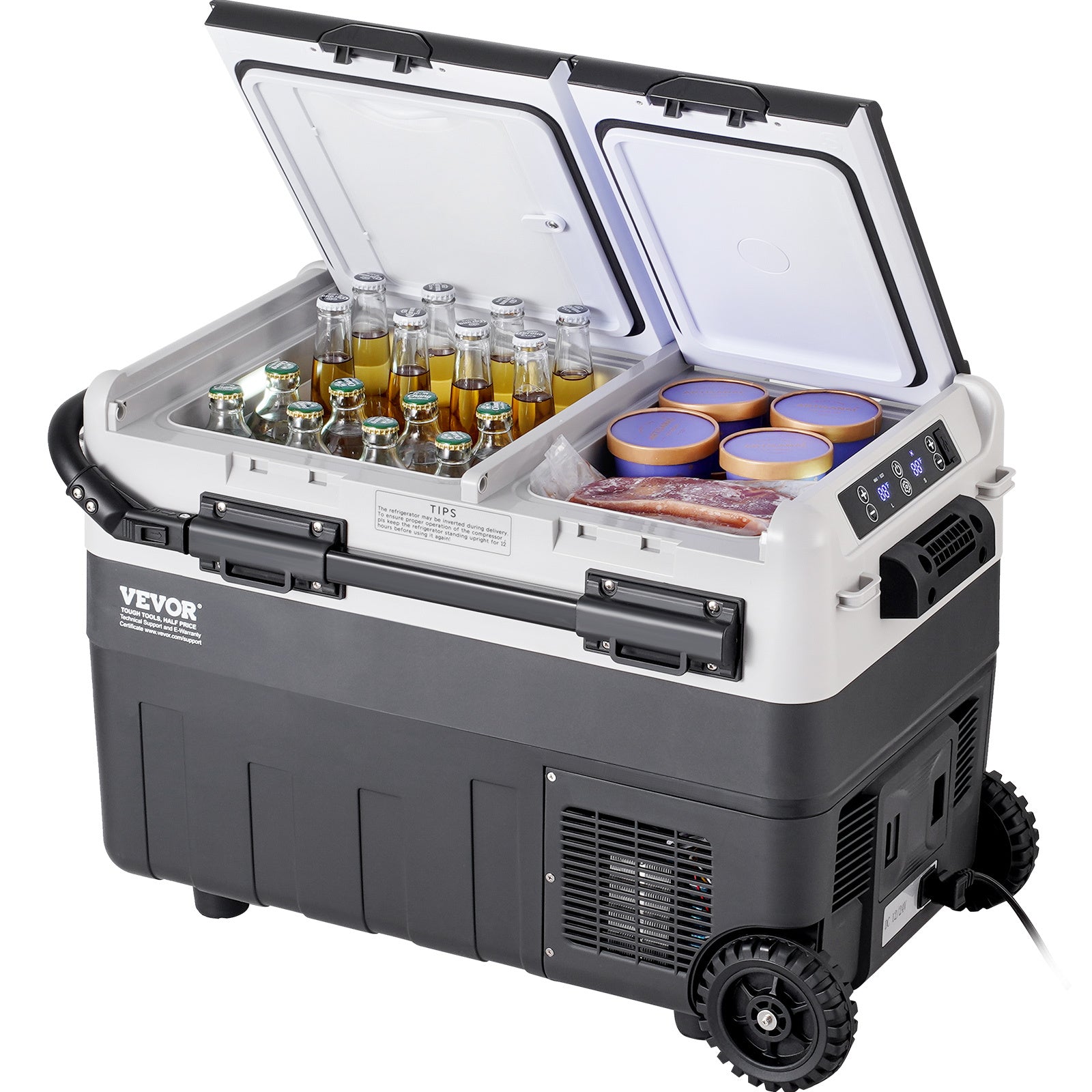 VEVOR 50L 12V 110V AC car refrigerator freezer compressor with 2 freezers and 2 refrigerators - suitable for home and car