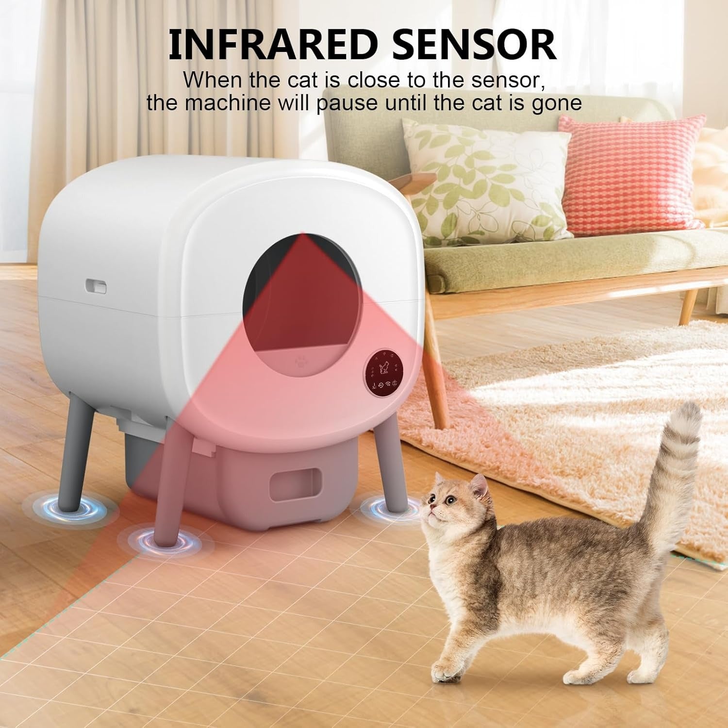 Self-cleaning cat litter box, a large automatic cat litter box suitable for multiple cats, with APP control function, can remove odors, and has safety protection function