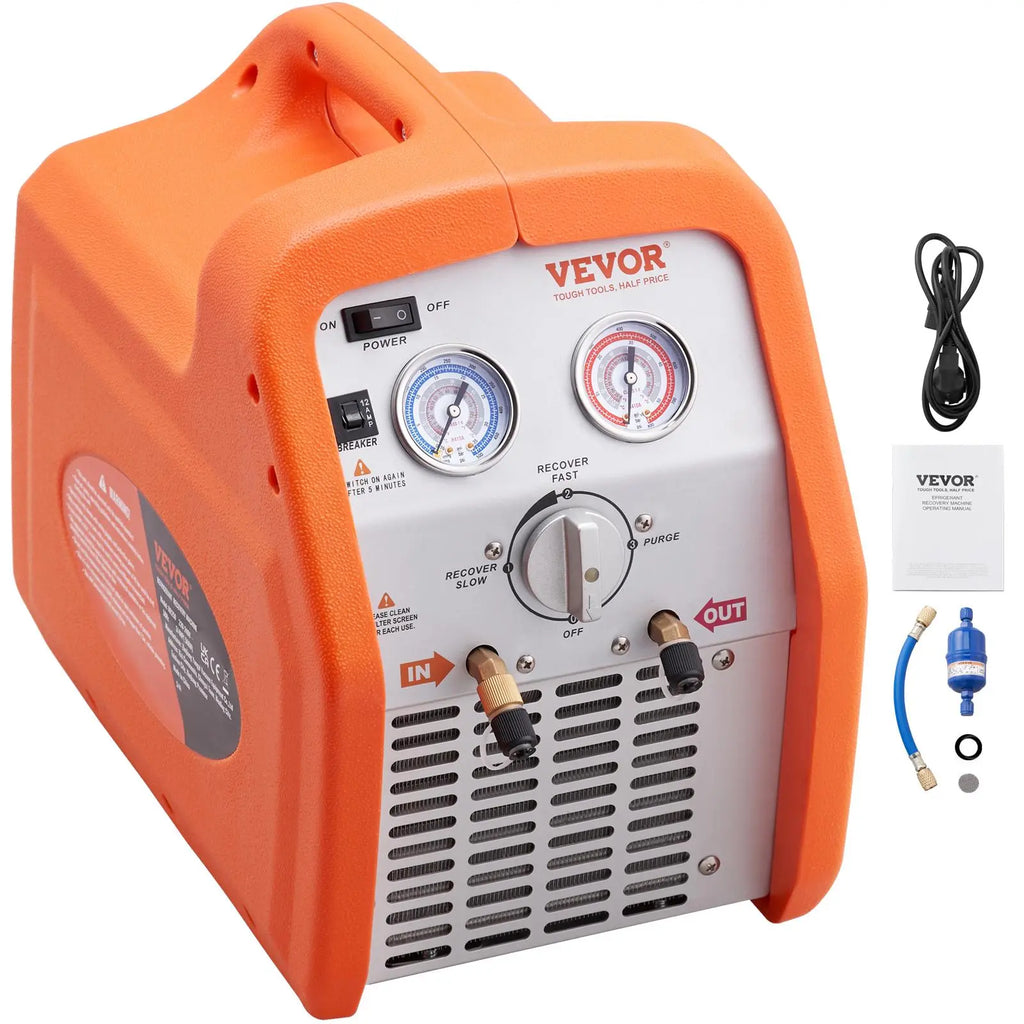 【DealsForYouDays】VEVOR 3/4 HP Refrigerant Recovery Machine - Portable AC Recovery Machine with High Pressure Protection, 120V 60Hz Refrigerant Recycle Machine HVAC for Car Air Conditioning, Vapor Liquid Refrigerant