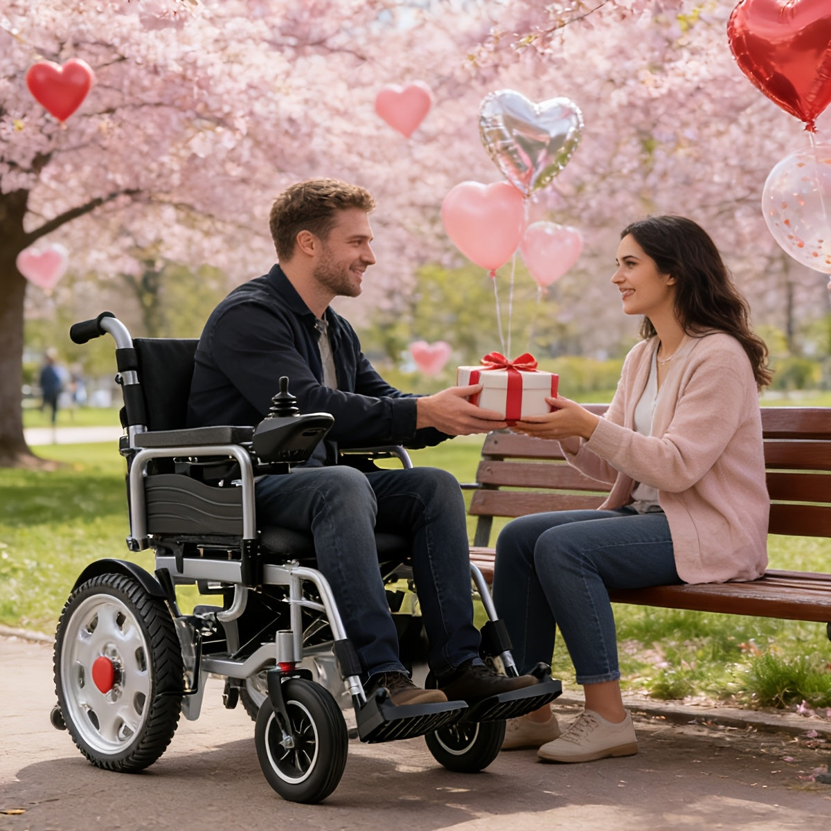 HOMYKING intelligent all-terrain portable electric wheelchair, adult folding electric wheelchair, with 360 ° hand rocker, cruising range 16 + miles, dual motors, load-bearing 400LB, suitable for the elderly and adult wheelchairs