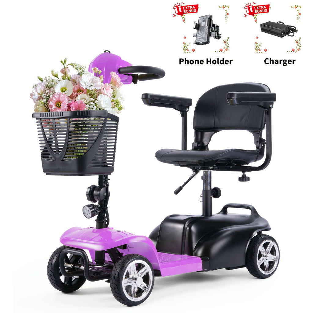 SAY YEAH Electric Quad Motorcycle/Folding Quad Drive, Adult Electric Bicycle, Quad Electric Bicycle, 250w 24v 13.5ah, with LED Headlights, Basket, 265lbs, 15.5 miles, with Removable Basket. Phone Holder and Charger