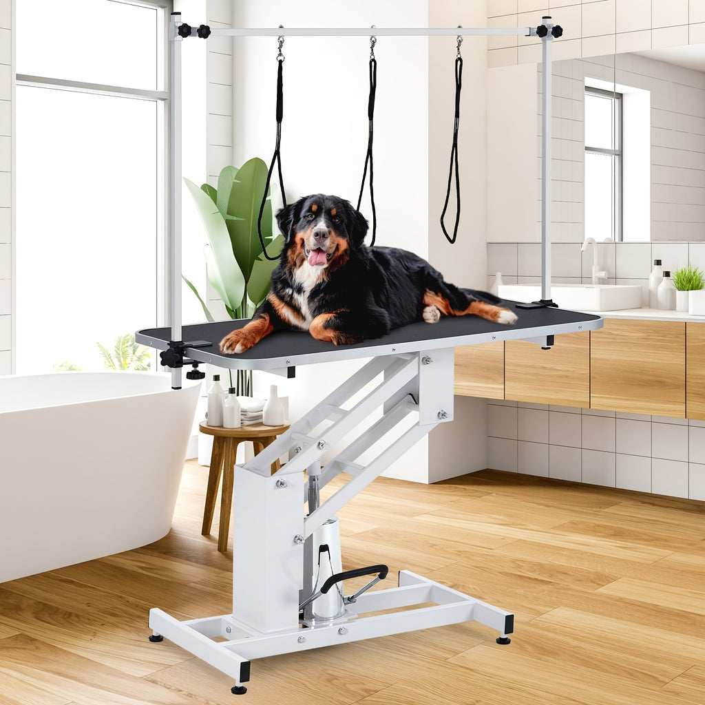 43.3-Inch pet grooming table - heavy-duty structure + adjustable cantilever + winch, 22 "-39" height adjustable, solving pet grooming operation difficulties, suitable for pet care scenarios, a must-have for pet grooming tools