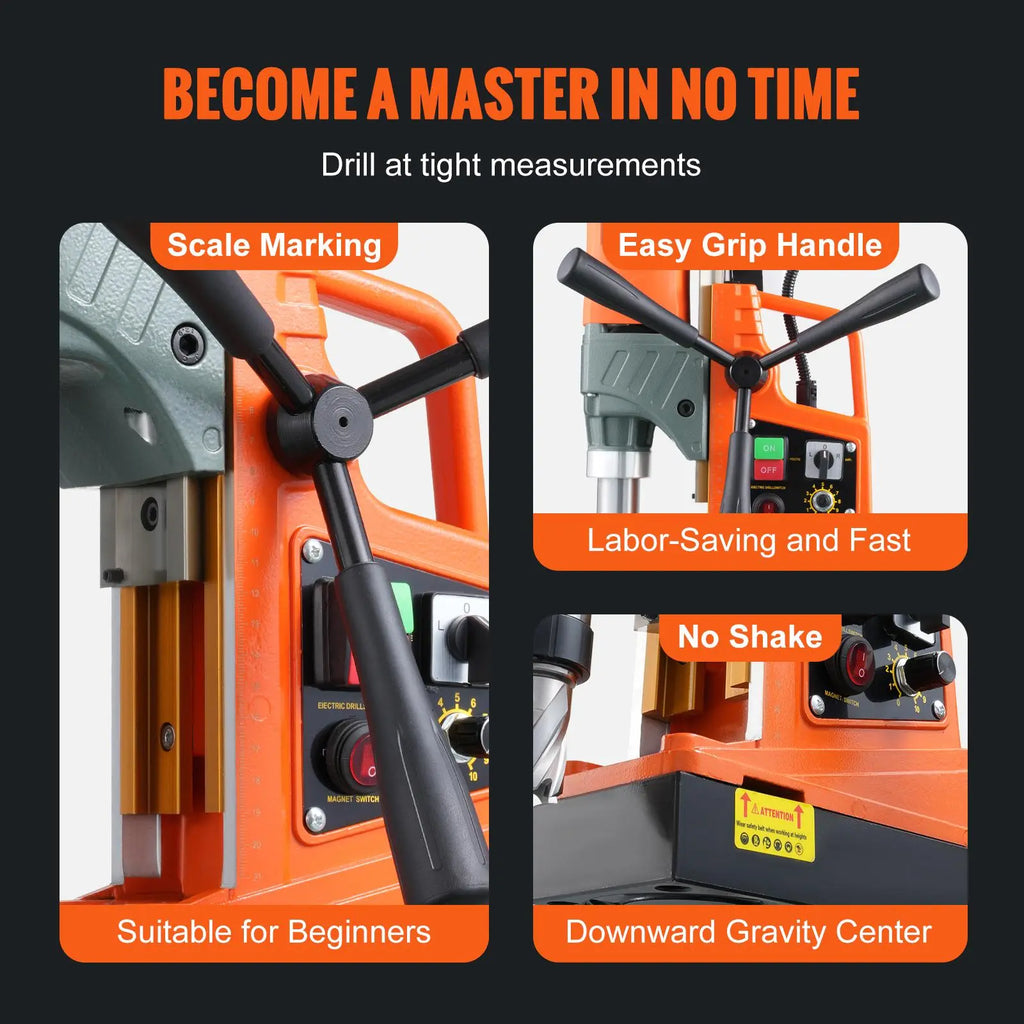 【DealsForYouDays】VEVOR Magnetic Drill, 1450W 2" Boring Diameter, 12800N Portable Electric Mag Drill Press, with Variable Speed, 800 RPM Drilling Machine for any Surface Home Improvement Industry Railway