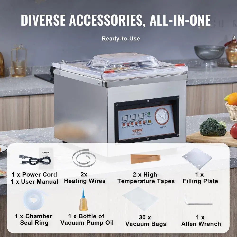 【DealsForYouDays】VEVOR Chamber Vacuum Sealer DZ-260C Kitchen Food Chamber Vacuum Sealer, 110V Packaging Machine Sealer for Food Saver, Home, Commercial Using