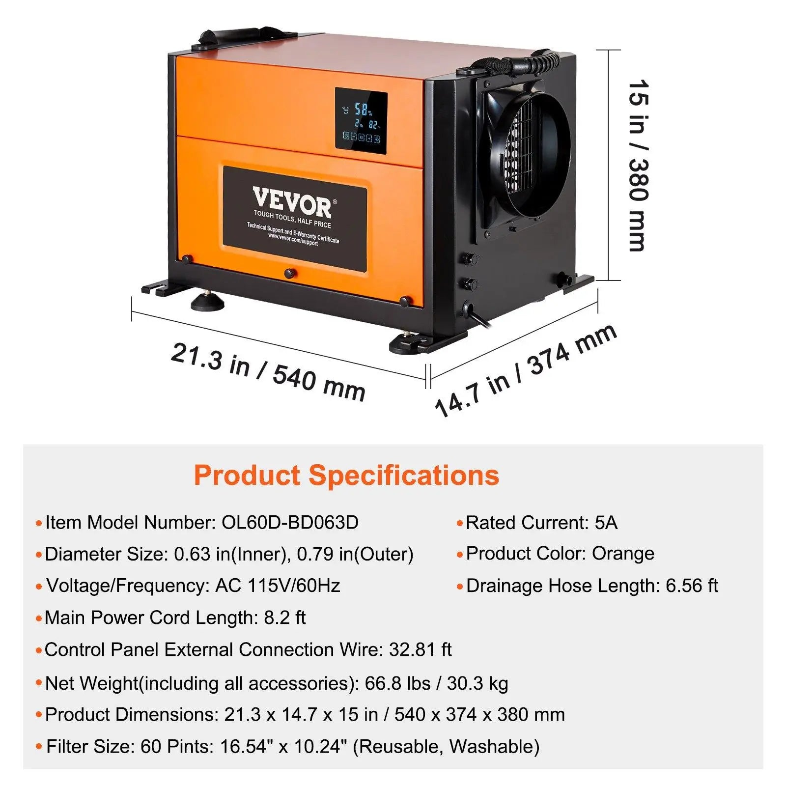 【DealsForYouDays】VEVOR 156 Pints Commercial Dehumidifier with Drain Hose for Crawl Spaces, Basements Warehouse & Job Sites, Large Capacity Dehumidifier for Water Damage Restoration, Auto Defrost, CSA Listed