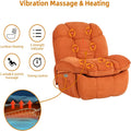 Electric rocking chair, super filled rotating rocking chair with vibration massage and heating function, modern single sofa rocking chair, electric rocking chair with USB port, USB-C port and side pocket, living room decoration.