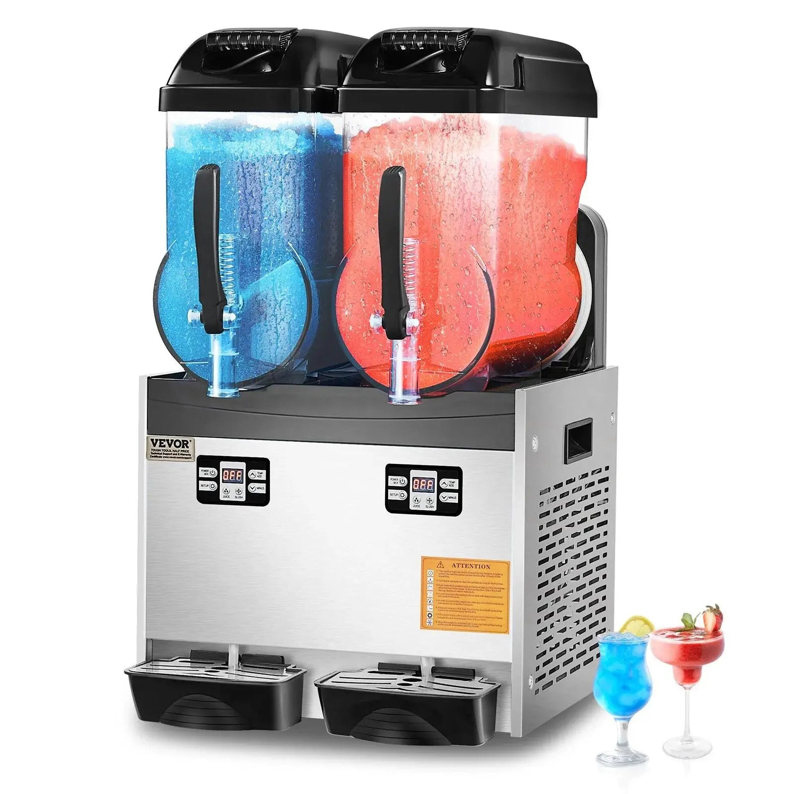【DealsForYouDays】VEVOR Commercial Slushy Machine,  , 12Lx2 Double Tank Frozen Drink Machine, 96 Cups Stainless Steel Margarita Smoothie Frozen Drink Maker, Slushie Maker for Home Party Restaurants Cafe Bars