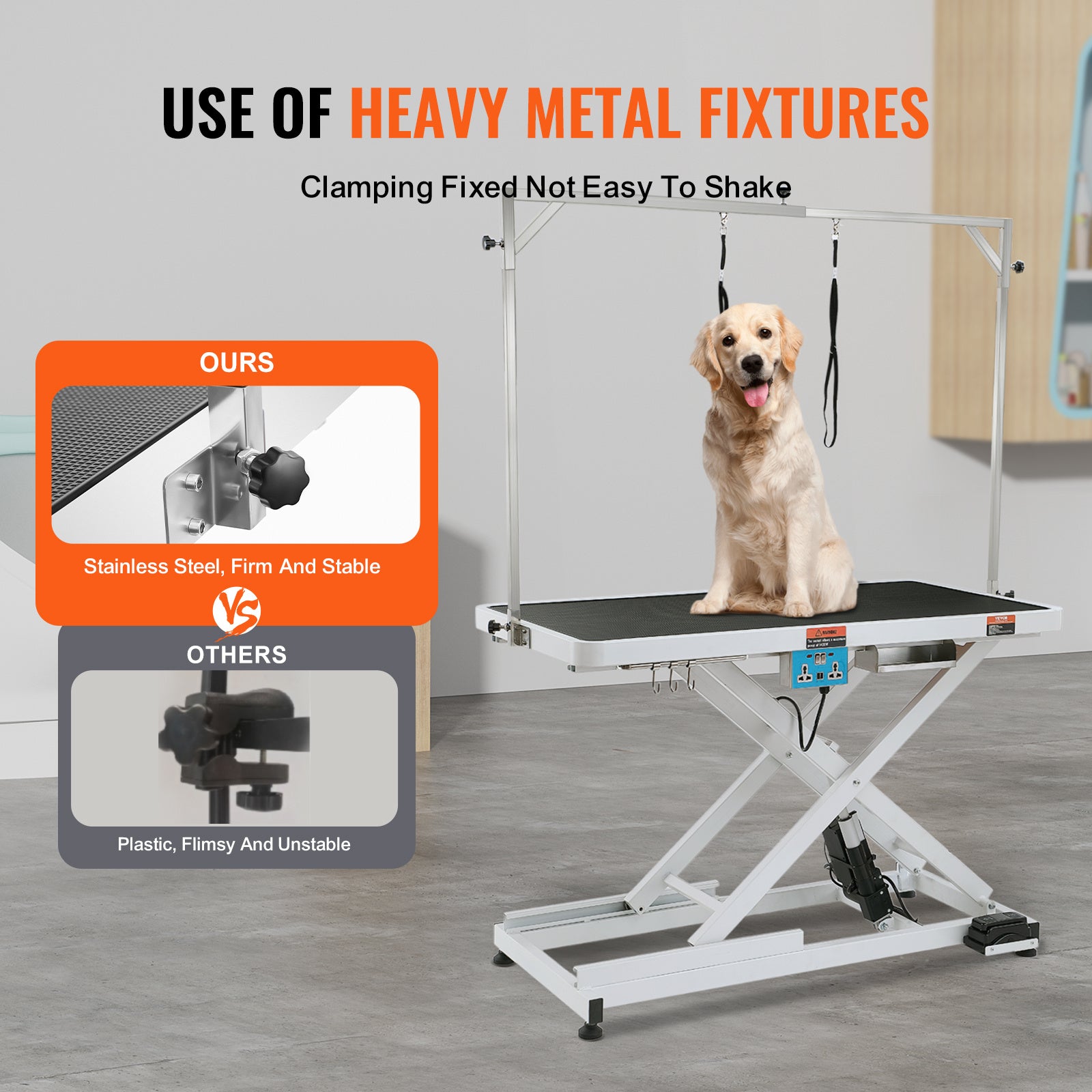 VEVOR 50-inch electric pet grooming table, thickened large dog grooming arm, adjustable height grooming table, non-slip table/grooming station, maximum load bearing 400 pounds