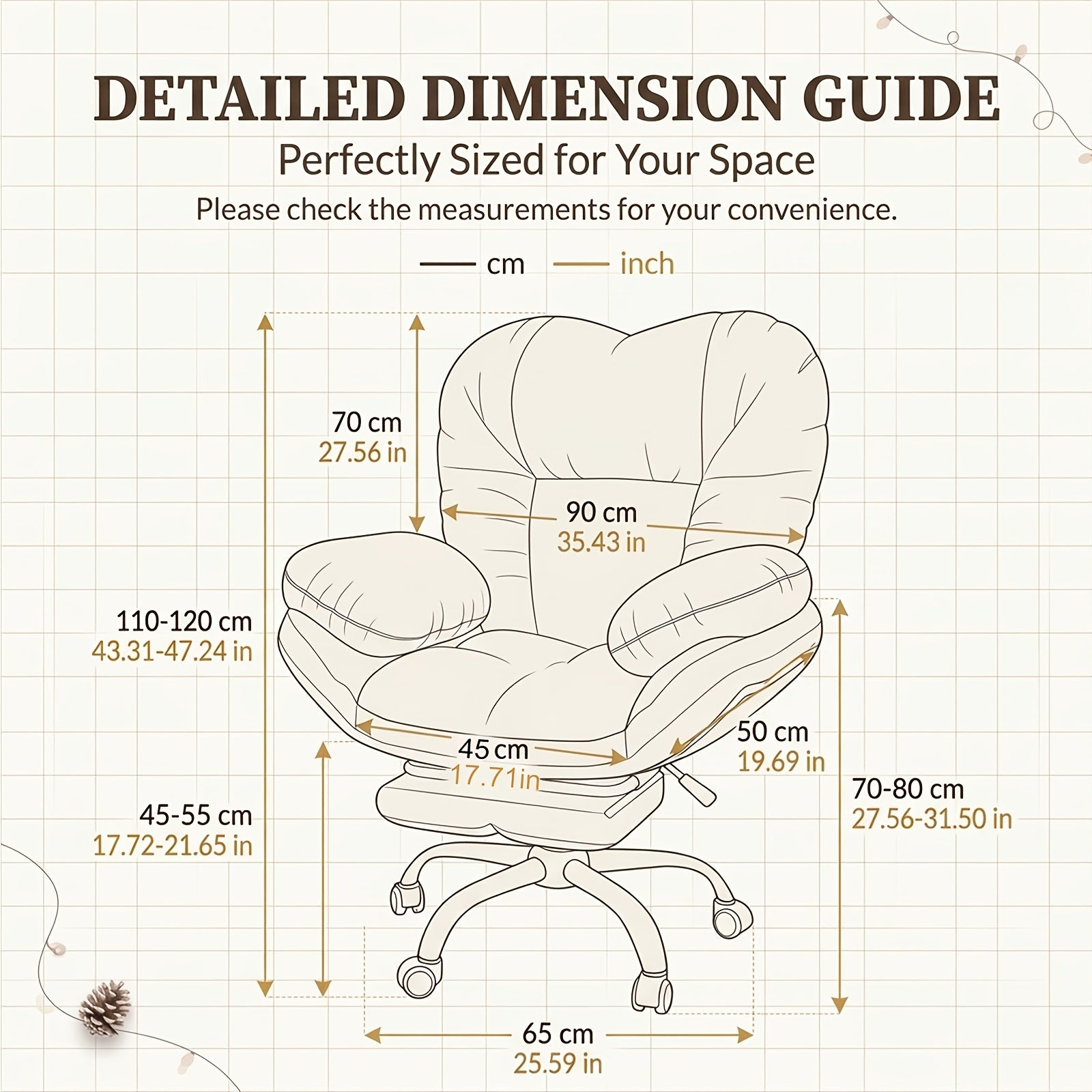 Ergonomic High Back Office Chair with Pedals - Swivel Office Chair for Work, Play and Nap, Adjustable Height, 360 Degree Rotation, Cloud Cushion with Rugged Metal Frame, Floor Protection Base for Home Office, Bedroom, Living Room - Bright Color