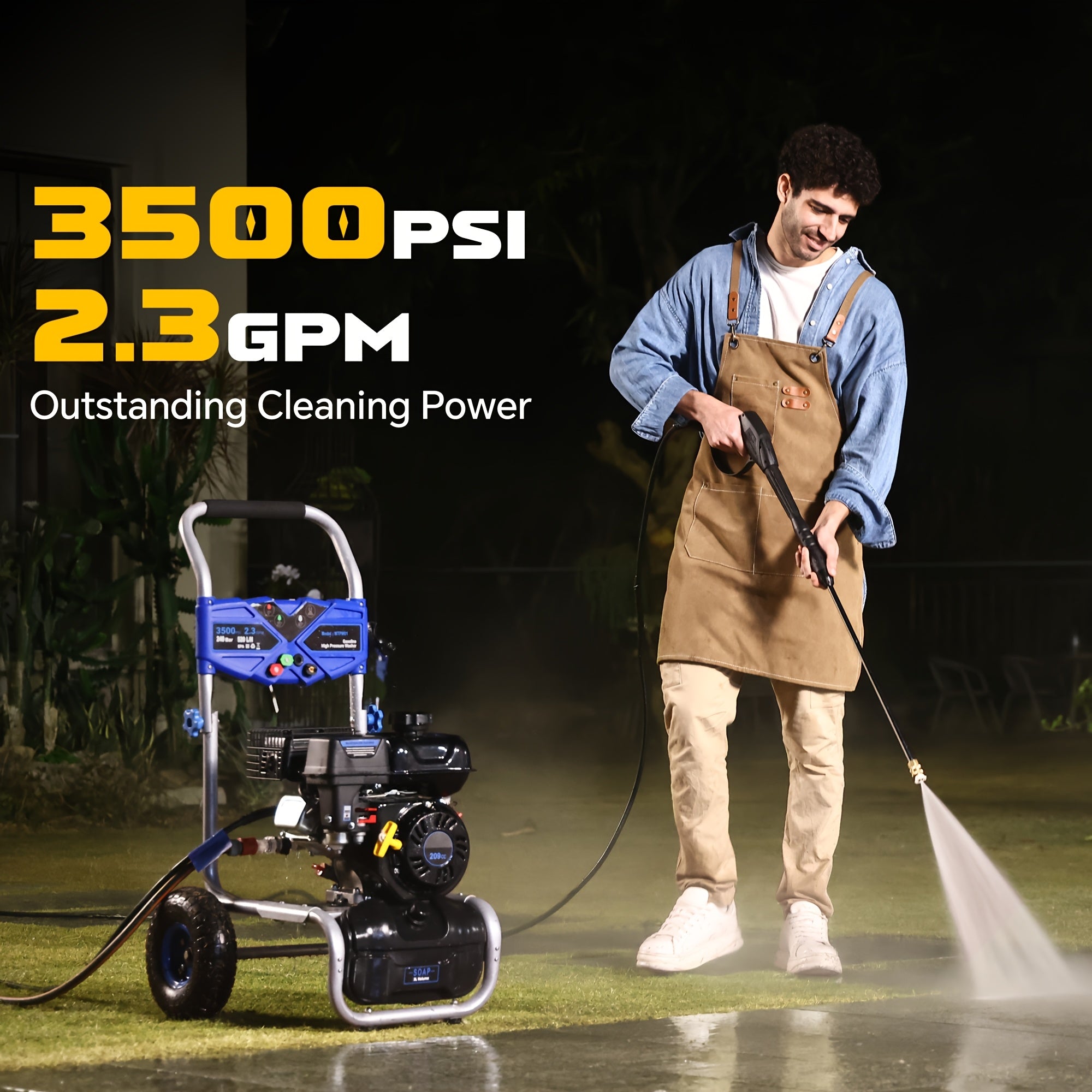 Efurden High Pressure Gasoline Washer 3600PSI, 2.3 gallons per minute, four-stroke engine for driveways, sidewalks, wood floors, building facades, pipes, and multi-angle foam nozzles