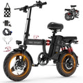 48V lithium battery, 700W peak motor, M1 14-inch lightweight adult electric bicycle, battery life of 30 miles, speed of 19 miles per hour, 25 ° climbing ability, 11 shock-absorbing electric vehicle, urban commuter folding electric vehicle, load-bearing 18