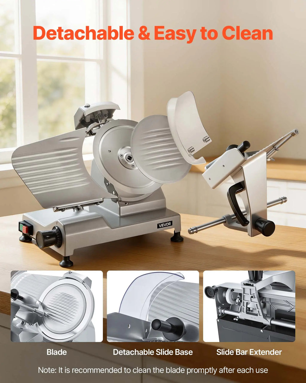 【DealsForYouDays】VEVOR 10" Commercial Meat Slicer, 240W Electric Deli Food Slicer with Carbon Steel Blade, Built-In Sharpener & 0-0.47" Adjustable Thickness for Frozen Meat, Ham, Baguett, Steak, UL Approved