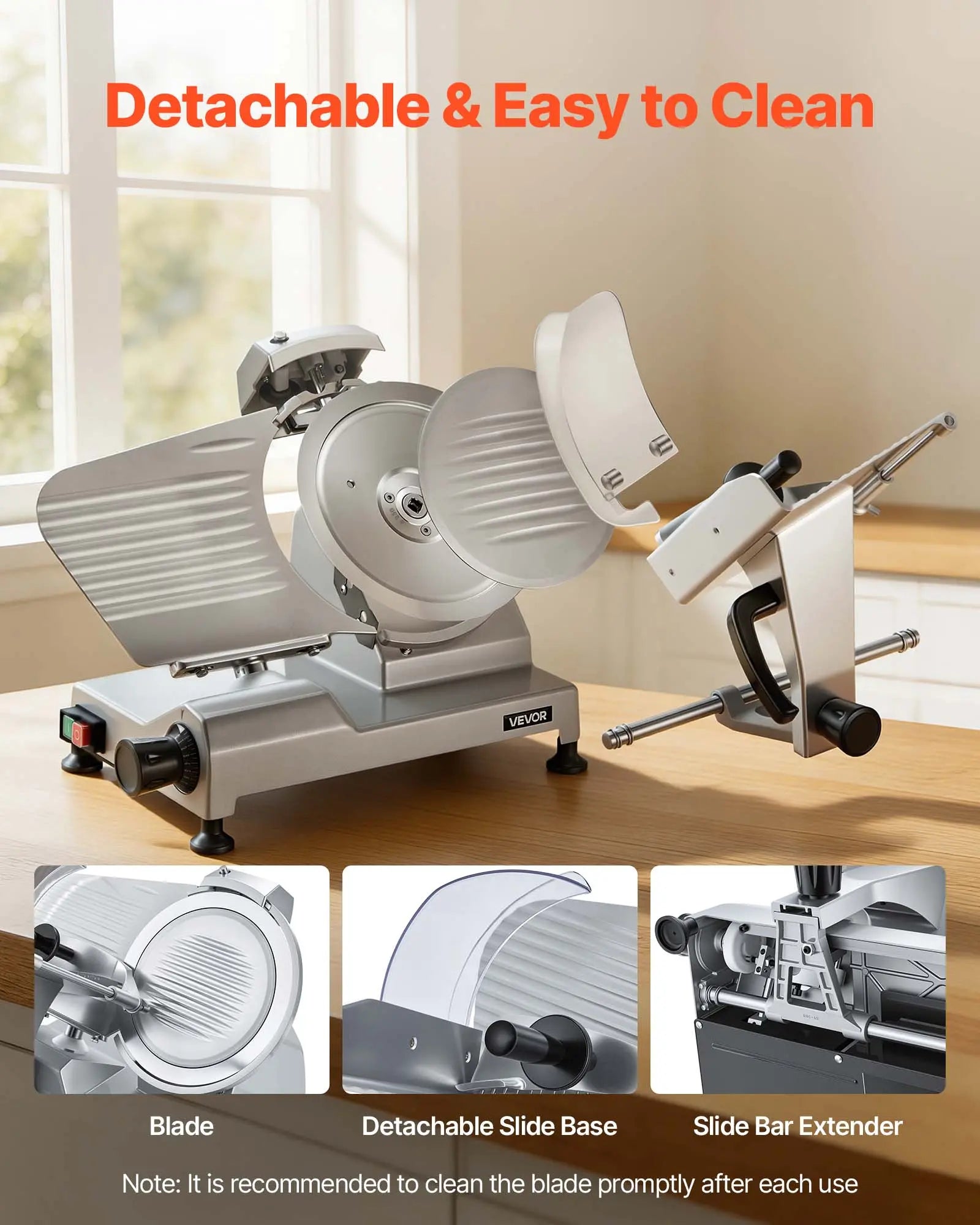 【DealsForYouDays】VEVOR 10" Commercial Meat Slicer, 240W Electric Deli Food Slicer with Carbon Steel Blade, Built-In Sharpener & 0-0.47" Adjustable Thickness for Frozen Meat, Ham, Baguett, Steak, UL Approved